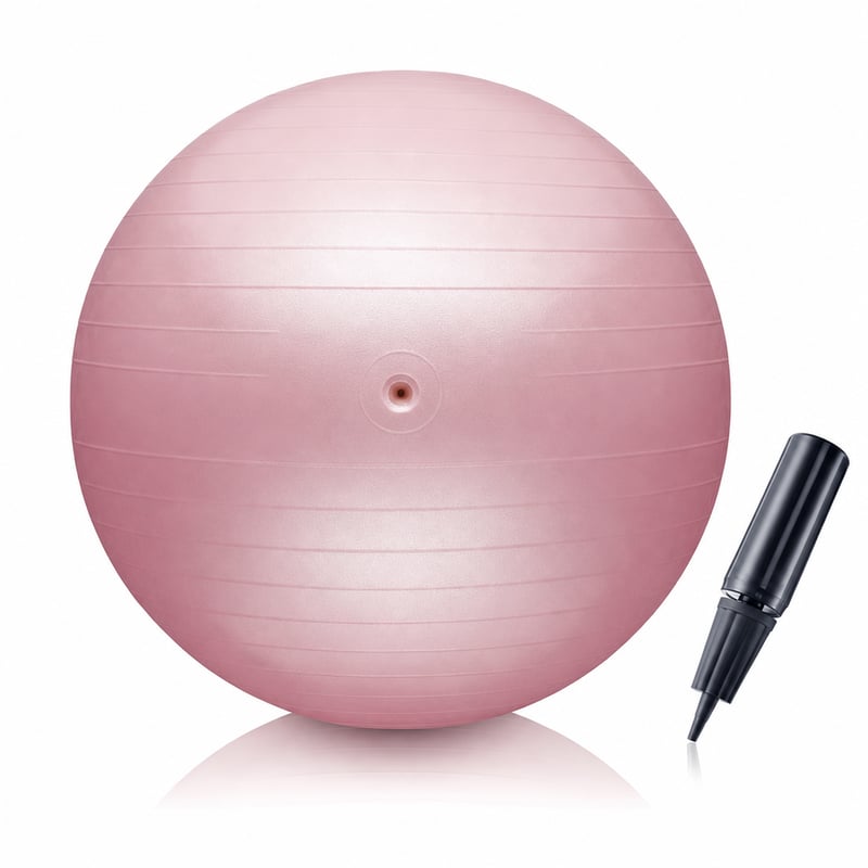 BODYMATE Gimnasztikai Labda 75 cm Rózsaszín Ülőlabda Fitness Jóga Irodai Szék Légpumpával — zárószelep nélkül (állapot: lásd a 2. képet)