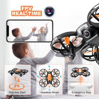 4DRC V8 Mini Gyerek RC Dron 720P HD Kamera, Fekete-Narancssárga Quadcopter Kézvezérléssel, Magasságtartás, 3D Flip, Könnyű Stunt 3