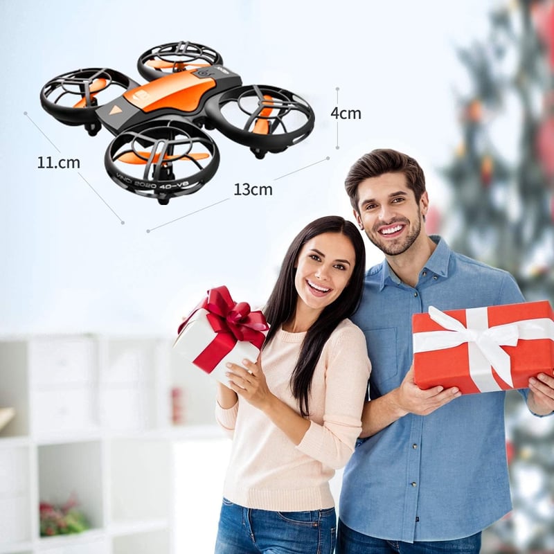 4DRC V8 Mini Gyerek RC Dron 720P HD Kamera, Fekete-Narancssárga Quadcopter Kézvezérléssel, Magasságtartás, 3D Flip, Könnyű Stunt