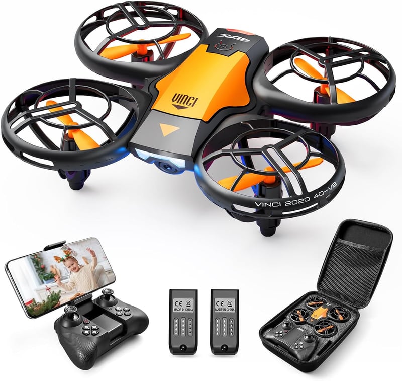 4DRC V8 Mini Gyerek RC Dron 720P HD Kamera, Fekete-Narancssárga Quadcopter Kézvezérléssel, Magasságtartás, 3D Flip, Könnyű Stunt