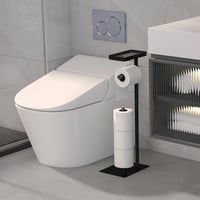 FUNPALA álló WC-papír tartó állvány, fekete, rozsdamentes acél, tárolóval 6