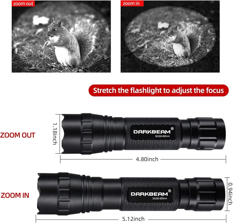 DARKBEAM 850nm Zoomolható Infravörös LED Lámpa Éjjellátóhoz, Vadászathoz