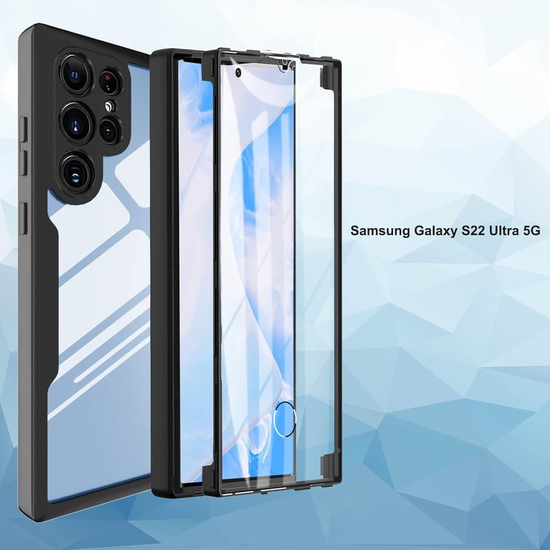 Samsung Galaxy S22 Ultra 5G átlátszó 360 fokos védőtok beépített kijelzővédővel - WeiCase