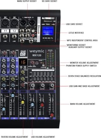 Weymic MX-80 Professzionális 8 Csatornás Keverőpult - DJ, Színpad, Karaoke Hangkeverő USB Csatlakozással és DSP Effektekkel 9