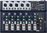 Weymic F7 Professzionális Keverőpult 7 Csatornával - USB Audio Interfész, Sztereó Hangszínszabályzó DJ, Színpad, Karaoke Használatra 1