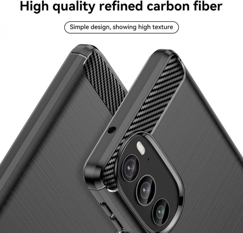 Motorola Edge+ 2022 Karbon Védőtok - Fekete, Ütésálló