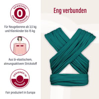 manduca Rugalmas Babahordozó Kendő - Újszülötteknek 3,5 kg-tól 15 kg-ig, 100% Bio Pamut Jersey Anyagból, GOTS Tanúsítvánnyal, Univerzális Mé 3