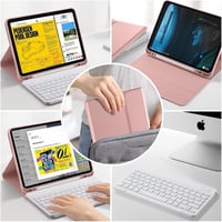 iPad 10. generációs rózsaszín tok levehető német billentyűzettel és ceruzatartóval, 10.9" (2022) 7