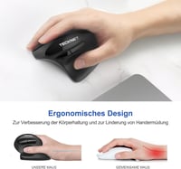 TECKNET Ergonomikus Vezeték Nélküli Egér 2400DPI Vertikális Kialakítással, Újratölthető, 6 Gombos, Fekete - Laptop, PC, MacBook Kompatibilis 2