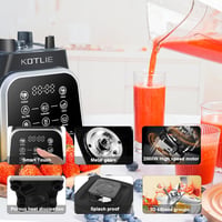 KOTLIE BS-0212 Turmixgép 2000W - 2 Literes BPA-mentes Smoothie Készítő 8 Intelligens Programmal, 6 Rozsdamentes Acél Pengével, Érintőképerny 4