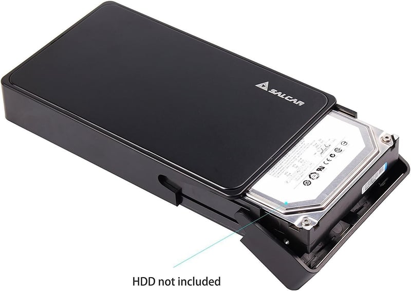 Salcar USB 3.0 külső merevlemez ház 3,5" SATA SSD és HDD-hez, 12V 2A tápegységgel