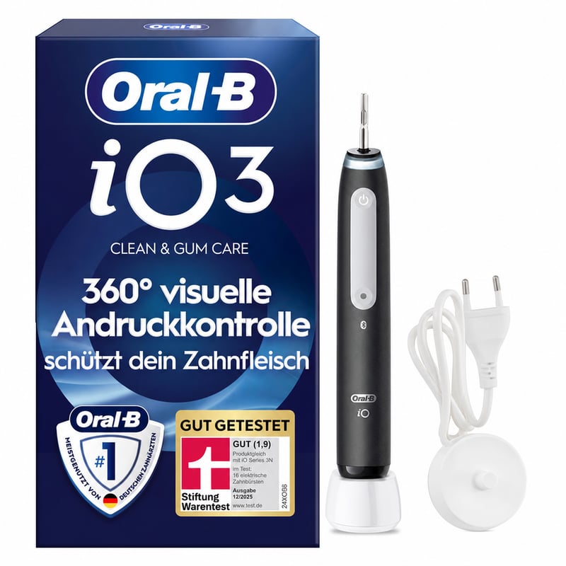 Oral-B iO Series 3 električna četkica za zube crna s rotacijsko-oscilirajućom tehnologijom i zaštitom desni — bez glave četkice (stanje: vidi 2. sliku)