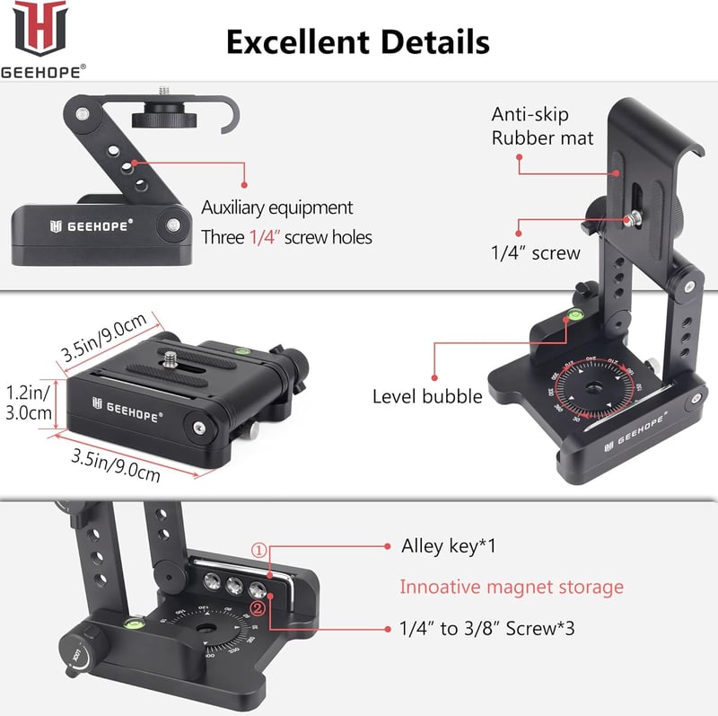 Geehope Z-Flex dönthető állványfej DSLR kamerákhoz és okostelefonokhoz - 5kg teherbírás