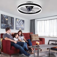 EIDISUNY Modern LED Mennyezeti Ventilátor Távirányítóval - 60W Fekete Lámpa 3 Színhőmérséklettel, Csendes Működés Nappaliba, Hálószobába 8
