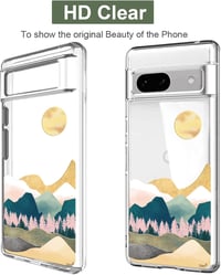 Unov Átlátszó Tok Google Pixel 7a Telefonhoz - Vékony TPU Védőtok Dombornyomott Hegyi Mintával, Ütésálló, Vezeték Nélküli Töltéssel Kompatib 6