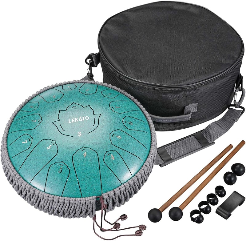 Lekato 15 hangú C-dúr handpan nyelv dob, meditációhoz, kék