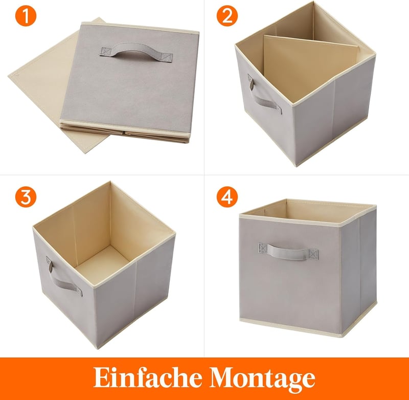 Lifewit 8 db Összecsukható Szövet Tárolódoboz Fogantyúval - 33x38x33 cm Világosszürke Rendszerező Kocka Polcba, Játékokhoz, Magazinokhoz