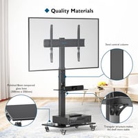 BONTEC Gurulós TV Állvány 30-70 Colos Képernyőkhöz, 40 kg Teherbírással, 6 Magasságállítással, 2 Edzett Üvegpolccal, VESA 600x400 mm 4