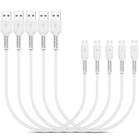 Fehér PEAKLIFT mikro USB töltőkábel szett, 5 darabos, 30 cm-es 1