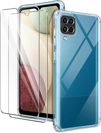 Samsung Galaxy A12 Átlátszó Ütésálló Tok + 2db Üvegfólia, Glitteres Díszítéssel 1