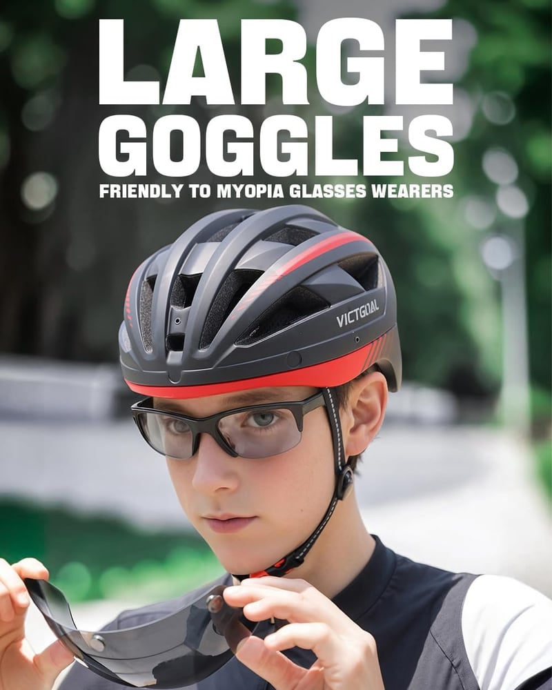 VICTGOAL MTB kerékpáros sisak mágneses szemüveggel és lecsapható napellenzővel