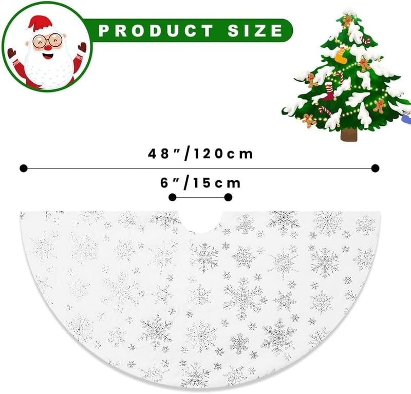 Lanpn 120 cm-es Ezüst Hópelyhes Műszőrme Karácsonyfatalp Takaró