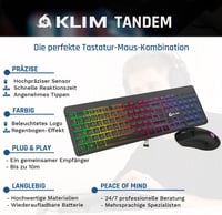 KLIM Tandem Vezeték Nélküli Gamer Billentyűzet és Egér Szett QWERTZ - Vékony, Tartós, Ergonomikus - PC, Mac, Xbox, PS4, PS5 Kompatibilis 2