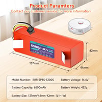 CITYORK Li-ion Pótakkumulátor Roborock S7 S6 S5 S50 Max/MaxV/Ultra és Xiaomi Robotporszívókhoz - 6500 mAh Nagykapacitású Akkumulátor Q5 Q7 M 2