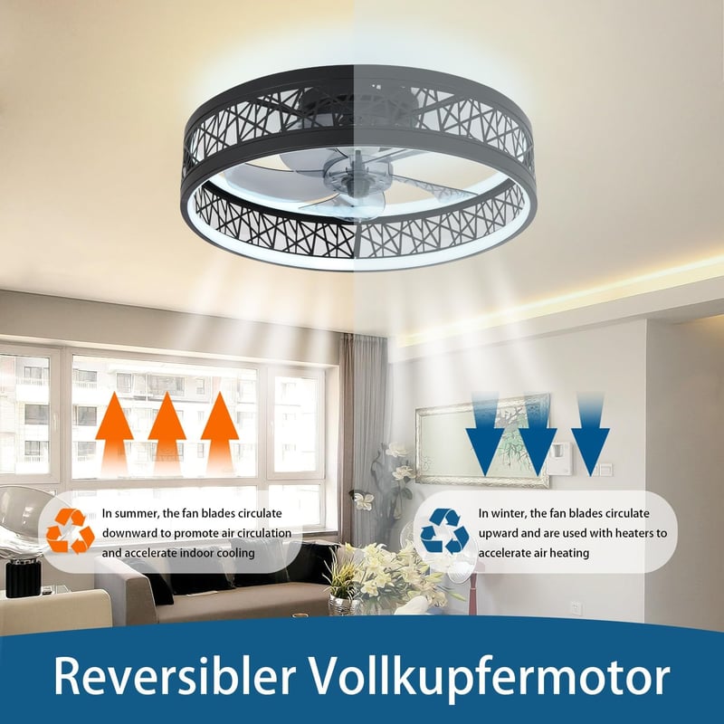 MiiR Modern Mennyezeti Ventilátor LED Világítással - 60W Távirányítós Csendes Lámpa, 6 Sebességgel, Fényerőszabályzós, Nappali és Hálószoba,