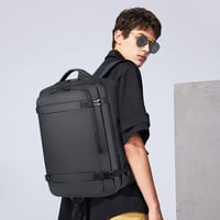 BAGZY Férfi Laptop Hátizsák 17" - Vízálló, Bővíthető 30-40L Utazótáska USB Töltőporttal, Kézipoggyász Méret 45x36x20cm, Fekete 2
