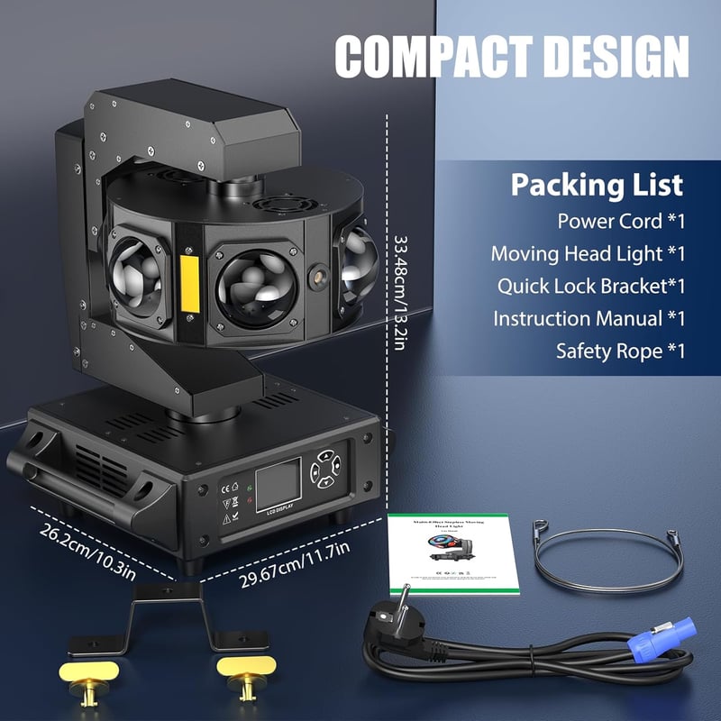100W RGBW LED Moving Head Színpadi és Diszkó Fényszóró - 19/25 Csatornás Színpadi Lámpa Esküvőre, Partikra, Klubokba