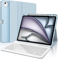 FARYODI iPad Air 13" (M2) 2024 Védőtok Levehető Bluetooth Billentyűzettel, Francia AZERTY Kiosztás, Beépített Apple Pencil Tartóval, Világos 1
