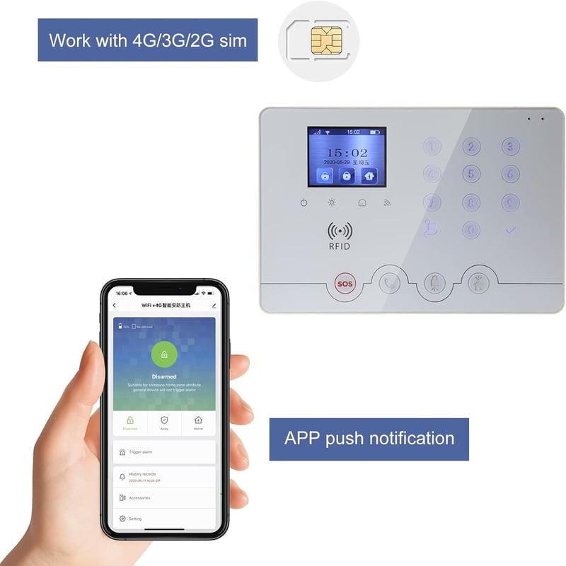 Wolf Guard 4G WiFi Okos Riasztórendszer, Alexa Kompatibilis, 120dB Hangos Sziréna, Mobil Applikációval Vezérelhető, Akkumulátoros Biztonsági