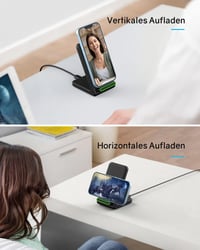 Samsung és iPhone vezeték nélküli töltő, 2 db fekete Qi indukciós állvány 5