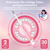 DADA-TECH Elektromos Gyerek Fogkefe 3-12 Éveseknek - Unikornis Rózsaszín, 3 Üzemmód, Időzítő, Szokásformáló Matricák, Újratölthető 5