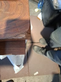 Blat de masă vidaXL din lemn masiv de salcâm 60x60 cm, grosime 25-27 mm — defect — defect, pentru piese: blat rupt în două (stare: vezi a 2-a imagine) 5