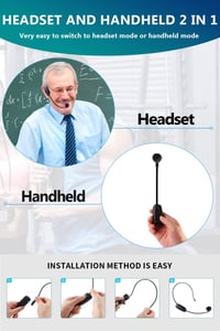 SOAIY 2in1 UHF vezeték nélküli headset mikrofon, 50m hatótáv, karaoke és konferencia használatra 5
