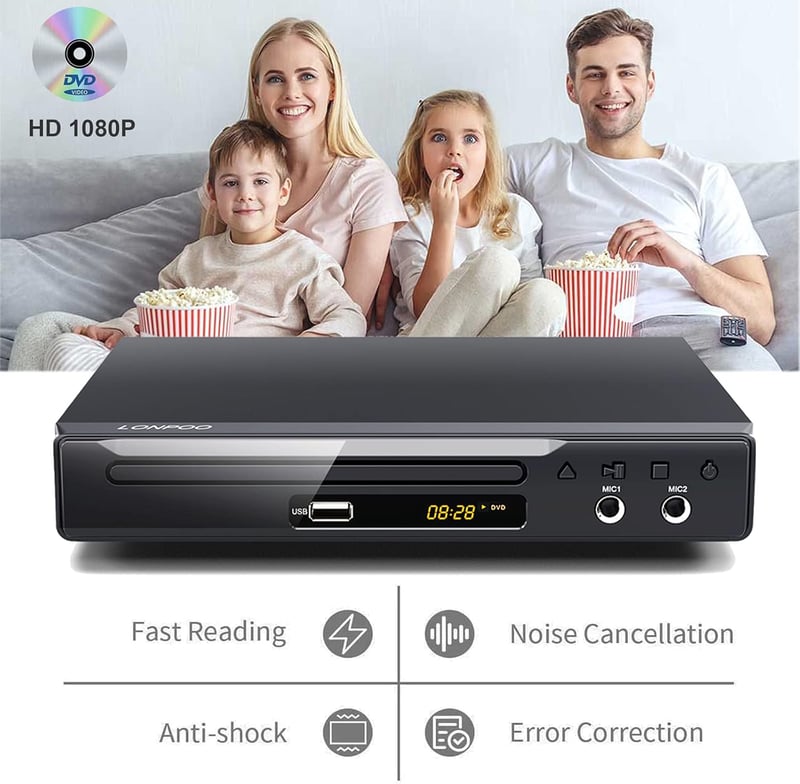 SCART/HDMI/USB DVD lejátszó TV-hez, régiómentes, mikrofonbemenettel