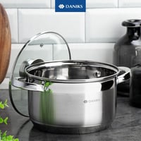 Daniks Rozsdamentes Acél Edénykészlet 3 Méretben, Indukciós Főzőlappal Kompatibilis, Üvegfedővel, 1.9L/2.9L/4.75L, Tésztafőző 10