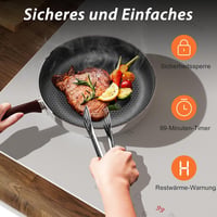 DELITEER Indukciós Főzőlap 4 Zónával, 59 cm Beépíthető, Fehér Kerámiaüveg, 3500W, 9 Teljesítményszint, Gyerekzár, Érintőgombos Vezérlés, 230 3