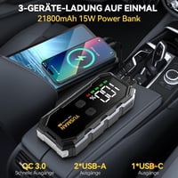YUSMAN 6000A Autós Bikázó Powerbank 21800mAh - 12V Indításrásegítő Minden Autóhoz, LCD Kijelzővel, 4 LED Világítási Móddal és Gyorstöltéssel 3