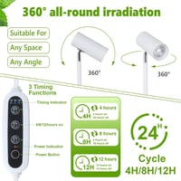 Rayofly 20W Teljes Spektrumú LED Növénylámpa, Állítható Magasságú Beltéri Növényvilágítás Időzítővel 4/8/12H, Fehér Növénynevelő Lámpa Csere 4