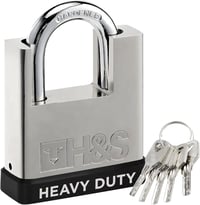 H&S 60mm Erős Acél Lakat 5 Kulccsal - Raktár, Konténer, Garázs, Redőny és Kapu Biztonságához - Nehéz Teherbírású Lánczár 1
