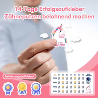 DADA-TECH Elektromos Gyerek Fogkefe 3-12 Éveseknek - Unikornis Rózsaszín, 3 Üzemmód, Időzítő, Szokásformáló Matricák, Újratölthető 3