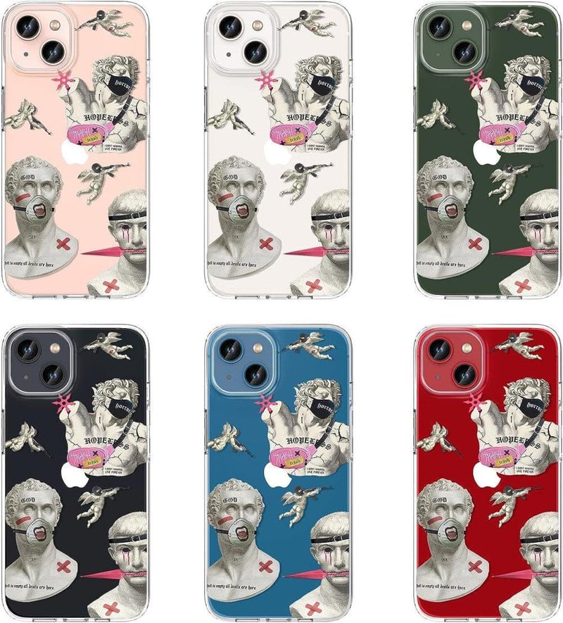 iPhone 13 Punk Szobor Mintás Átlátszó Ütésálló Tok