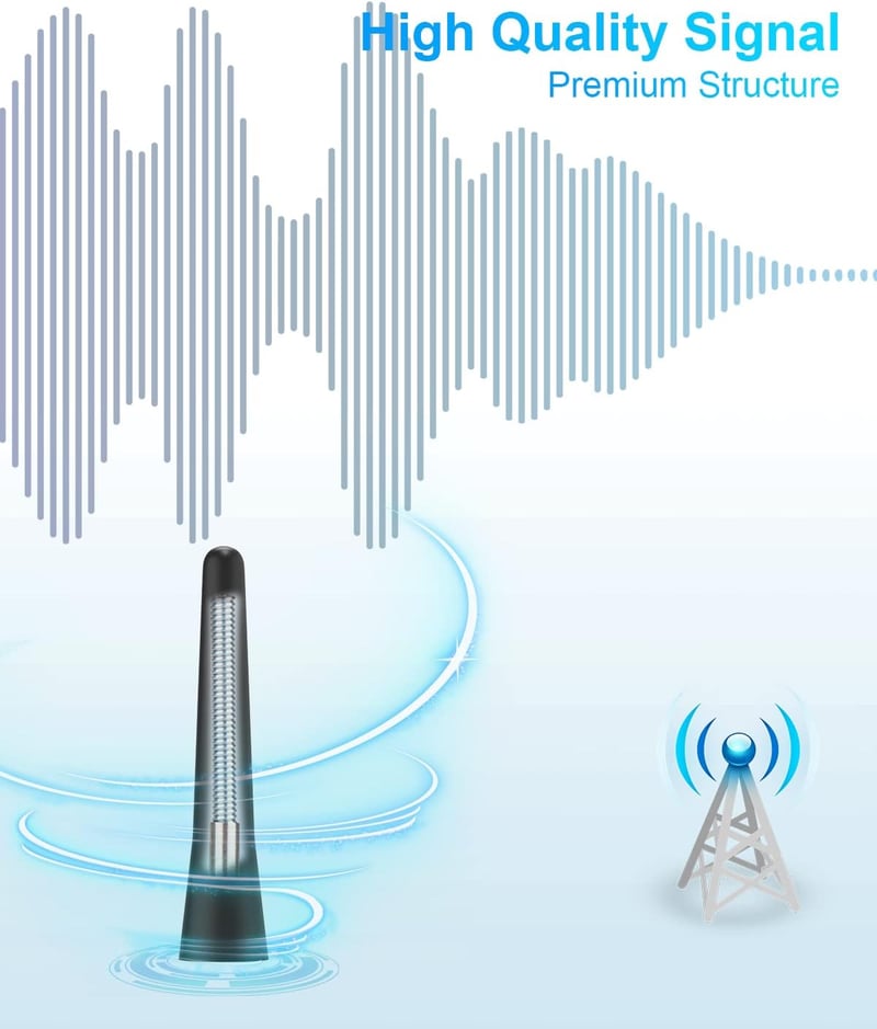 YIEHO Univerzális Rövid Autóantenna - 6,5 cm Mini Tetőantenna Kiváló FM/DAB Vétel, 3 Adapterrel, Minden Autótípushoz Kompatibilis