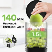 Canoly 350W Hideg Prés Gyümölcsfacsaró 140mm Extra Nagy Adagolóval - Egész Gyümölcsökhöz, Zöldségekhez, Biztonsági Zárral, Könnyen Tisztítha 2