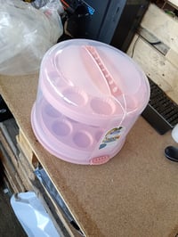 Rotho Fresh capac pentru tort cu tavă, model înalt, roz, 35,5x34,5x26 cm, fără BPA — capac din plastic crăpat (stare: vezi a 2-a poză) 2