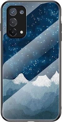 Oppo A74 5G Kék Csillagos Védőtok - Színátmenetes Üveg és TPU 1