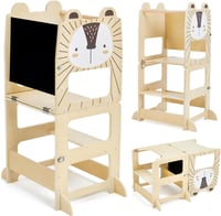 labebe Montessori Tanulótorony Gyerekeknek - Összecsukható Fa Konyhai Segítő Állvány 1 Éves Kortól, Táblával, 3 az 1-ben Funkció, 50 kg Tehe 1
